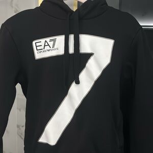 Emporio Armani Black Hoodie with White Number Design
